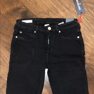 True Religion Halle Super Skinny Black Size 27 NWT